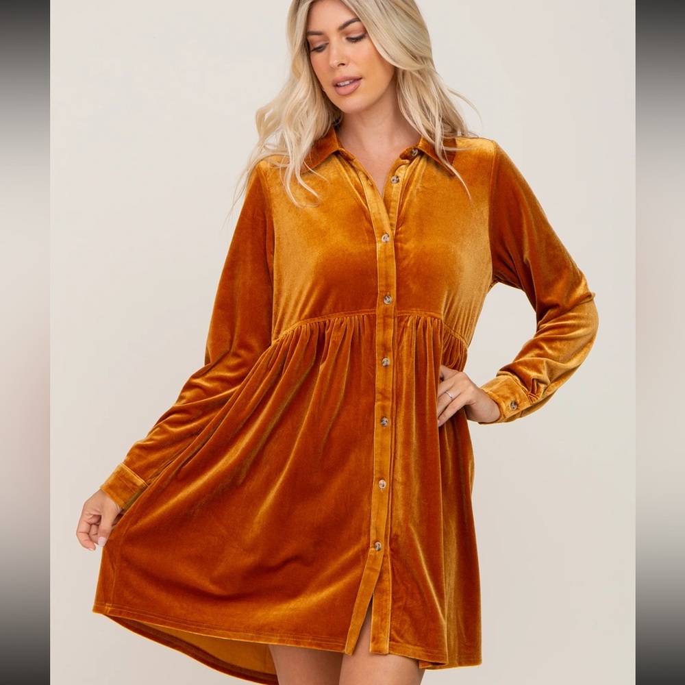 Pinkblush Velvet Long Sleeve Dress - Picture 3 of 8